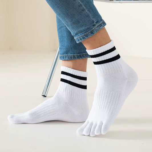5 pares calcetines de dedos, modelo retro, blanco